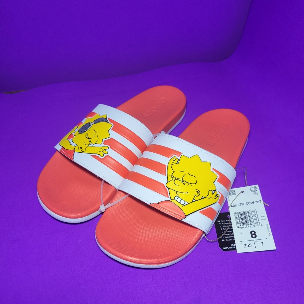 Adidas X The Simpsons Adilette Lisa Simpson Women's Beach Slides Sandals Size 8